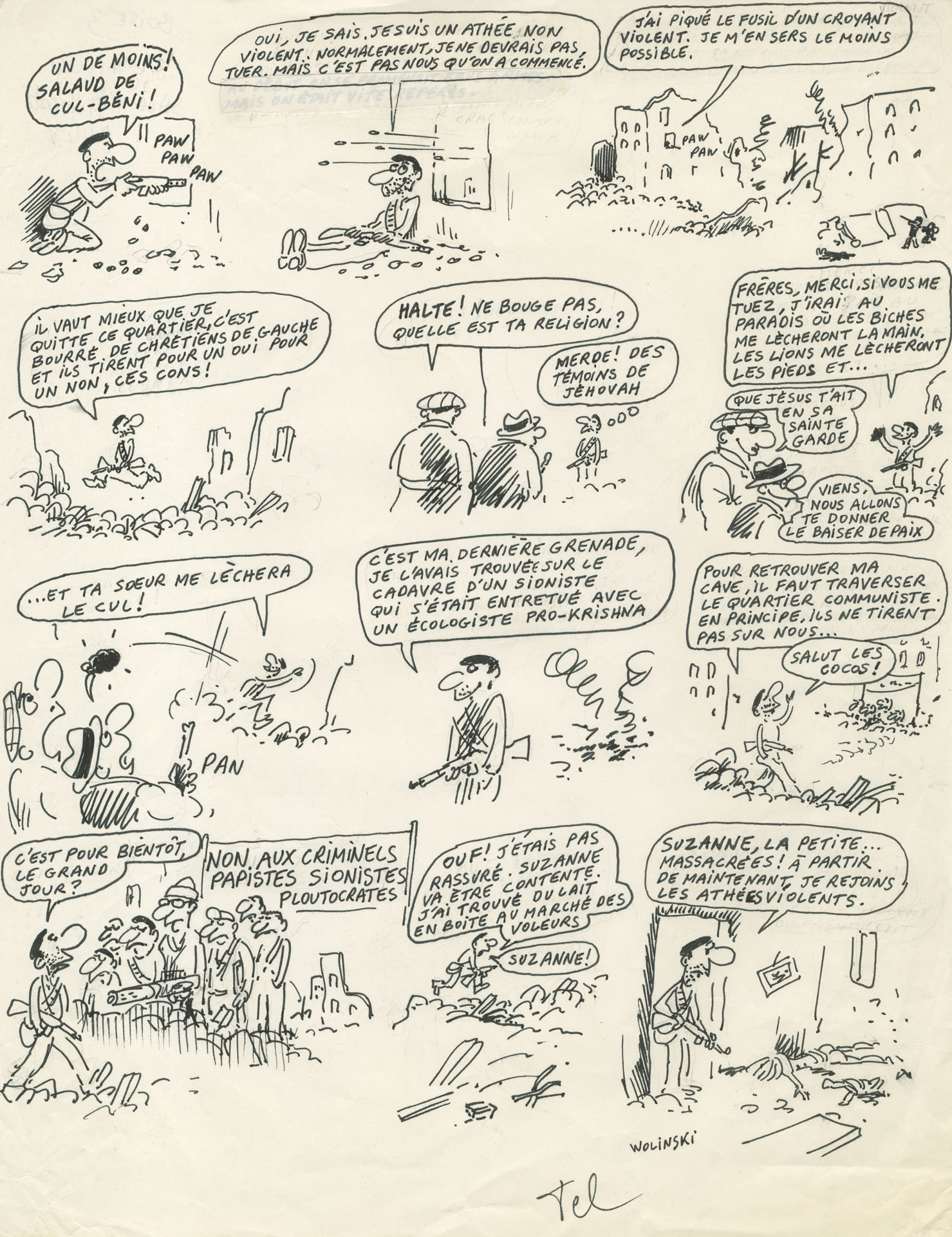Wolinski Un De Moins 1982 Page 44 Parue Dans Charlie Hebdo N 267 